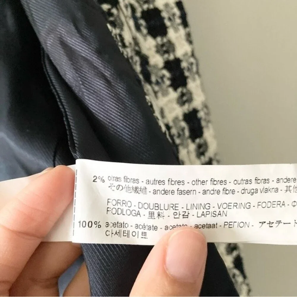 Zara tweed frayed checkered overcoat‎ size M